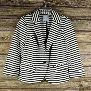 Catherine Malandrino Knit Blazer Jacket Size Small Grey & White Stripe